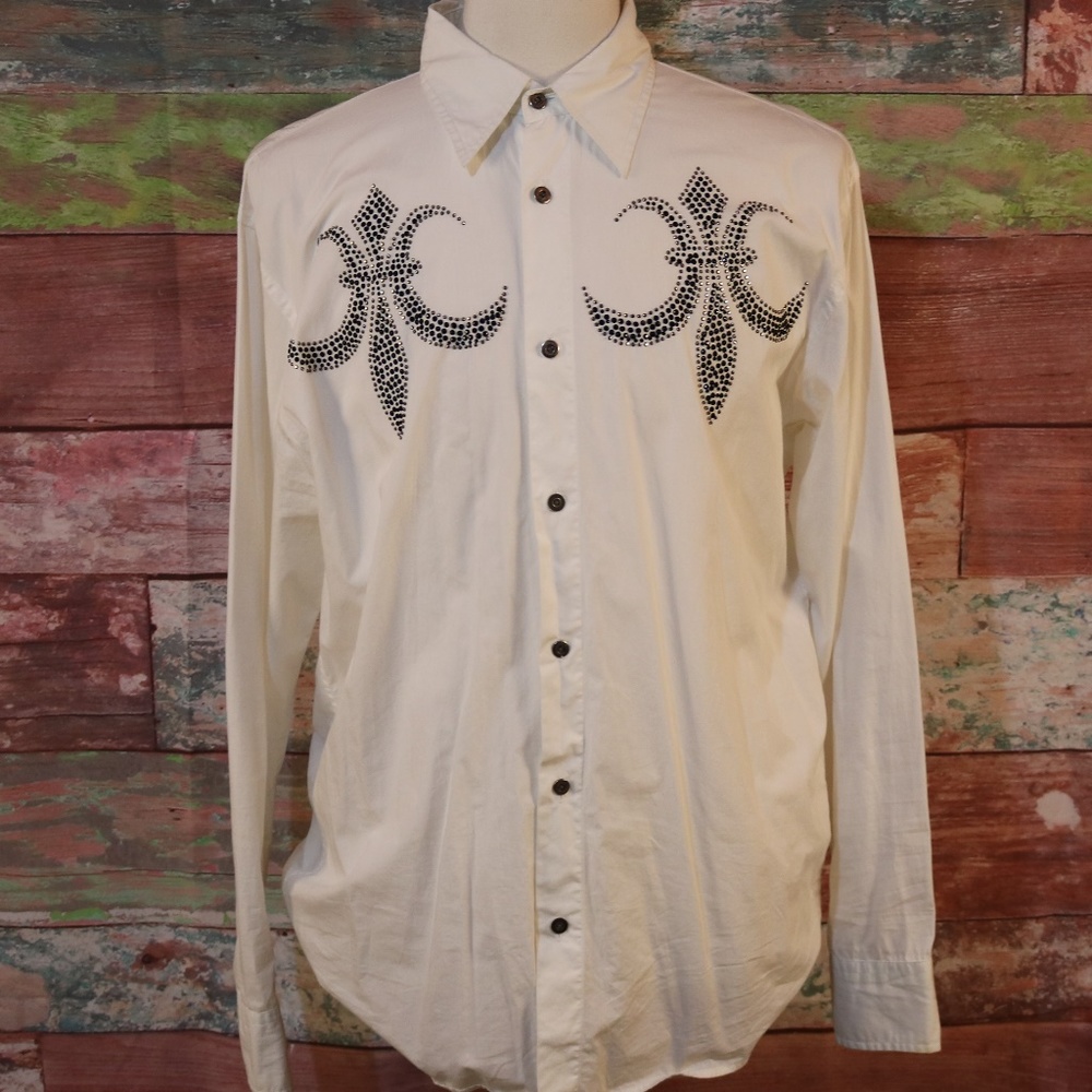 ROAR Embroidered Graphic White Shirt Size XL